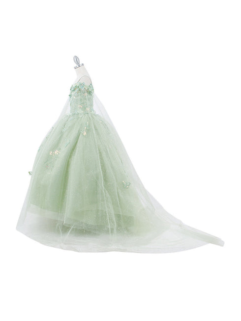 Bliss Girls Organza Butterfly Off Shoulder Party Dress with Detachable Sleeves, Sizes 2-16 - SophiasStyle.com